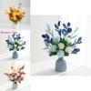 Silk Faux Hydrangea Flower Bouquet With Vase For Home Office And Interior Decoration