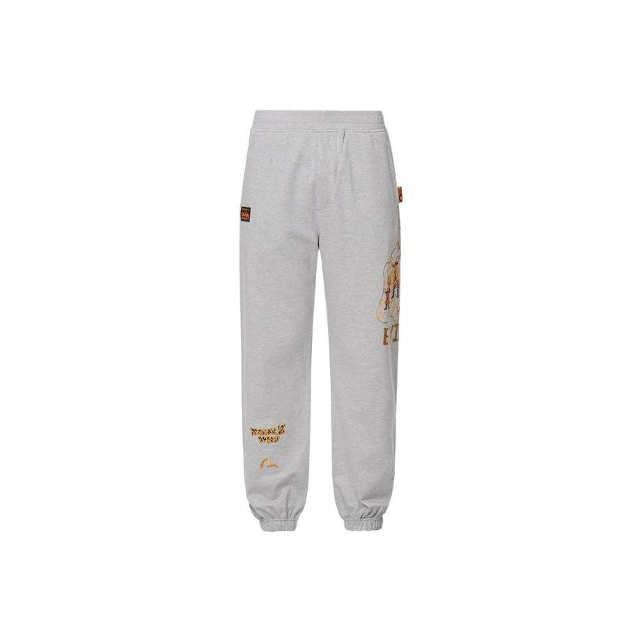 Evisu × Dragon Ball Z Buddha Head And Super Saiyan Print Sweatpants Unisex Sweatpants Gray 2EADRM1SP307ST