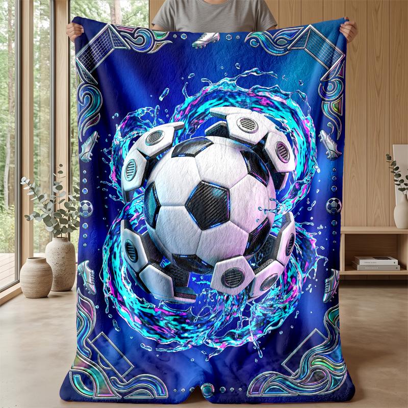 Soccer Ball Splash Art 4 Theme blanket Lightweight Warm Flannel Blanket Decorative Throw Blanket for Home Decoration