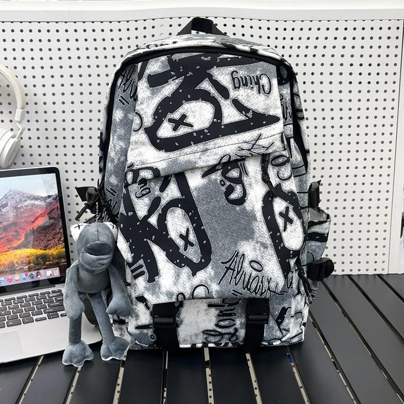 Schulrucksack Neu Große Kapazität Graffiti Schülertasche Street Trendy Cool Herren Rucksack Studentin Reise Schultasche Hochwertige Tasche