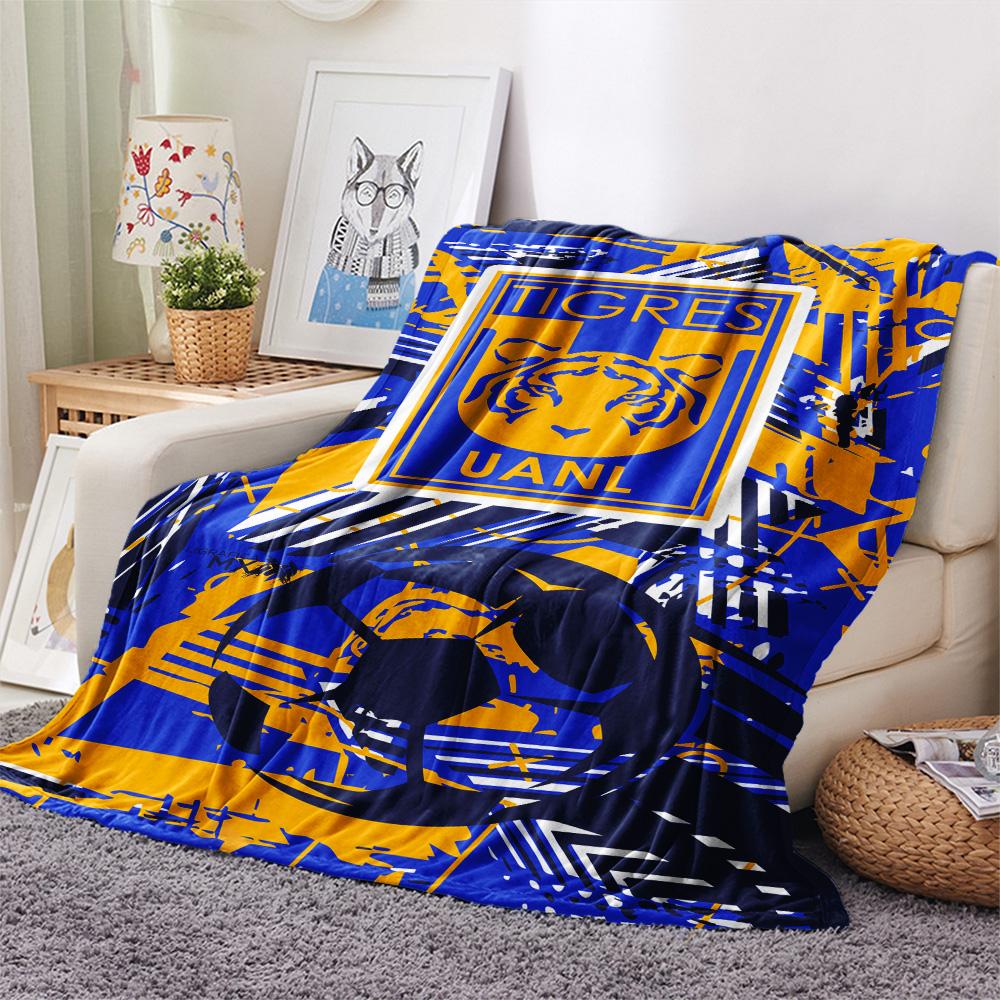 1Pc Tigres UANL Print Flannel Blanket High Quality Warm Comfortable Cover for All Seasons Perfect for Gifts Home Decor