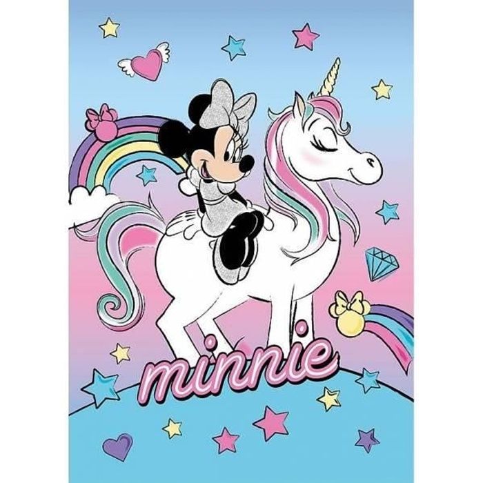 Minnie licorne -disney-plaid-couverture polaire 100x140 cm.