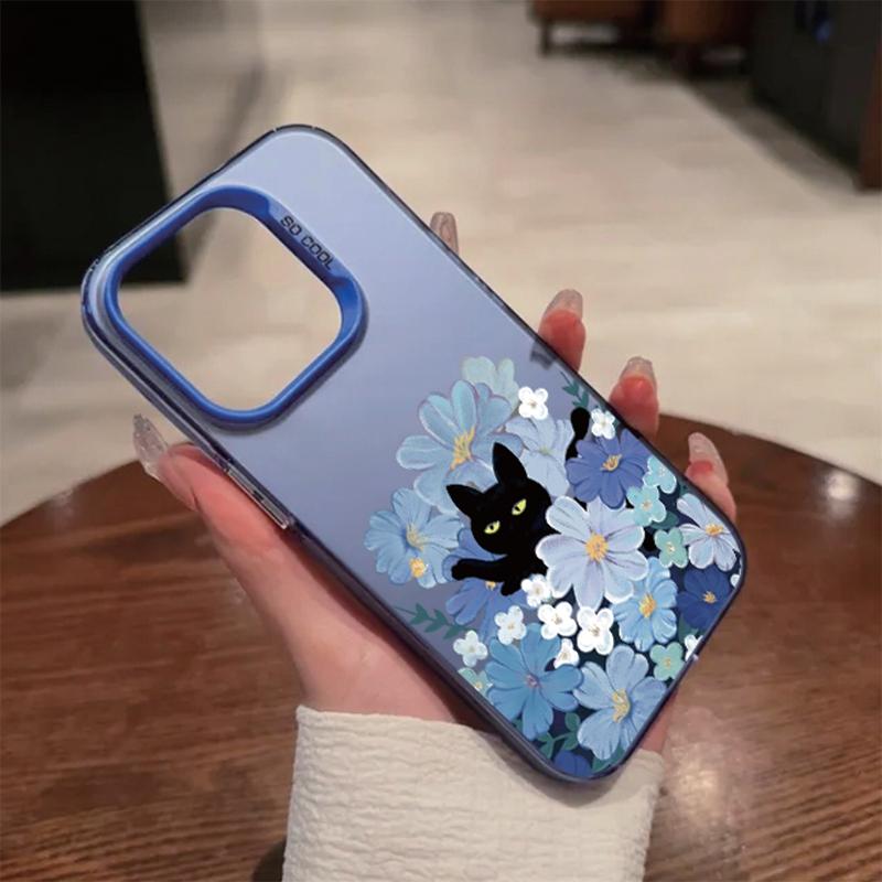 Custodia Gatto Fiore Per iPhone 16 Samsung A55 A35 A34 S24 FE Xiaomi Redmi Note 13 Pro 14C Huawei Honor 200 Bumper Telefono Antiurto Copertura Completa Antigraffio