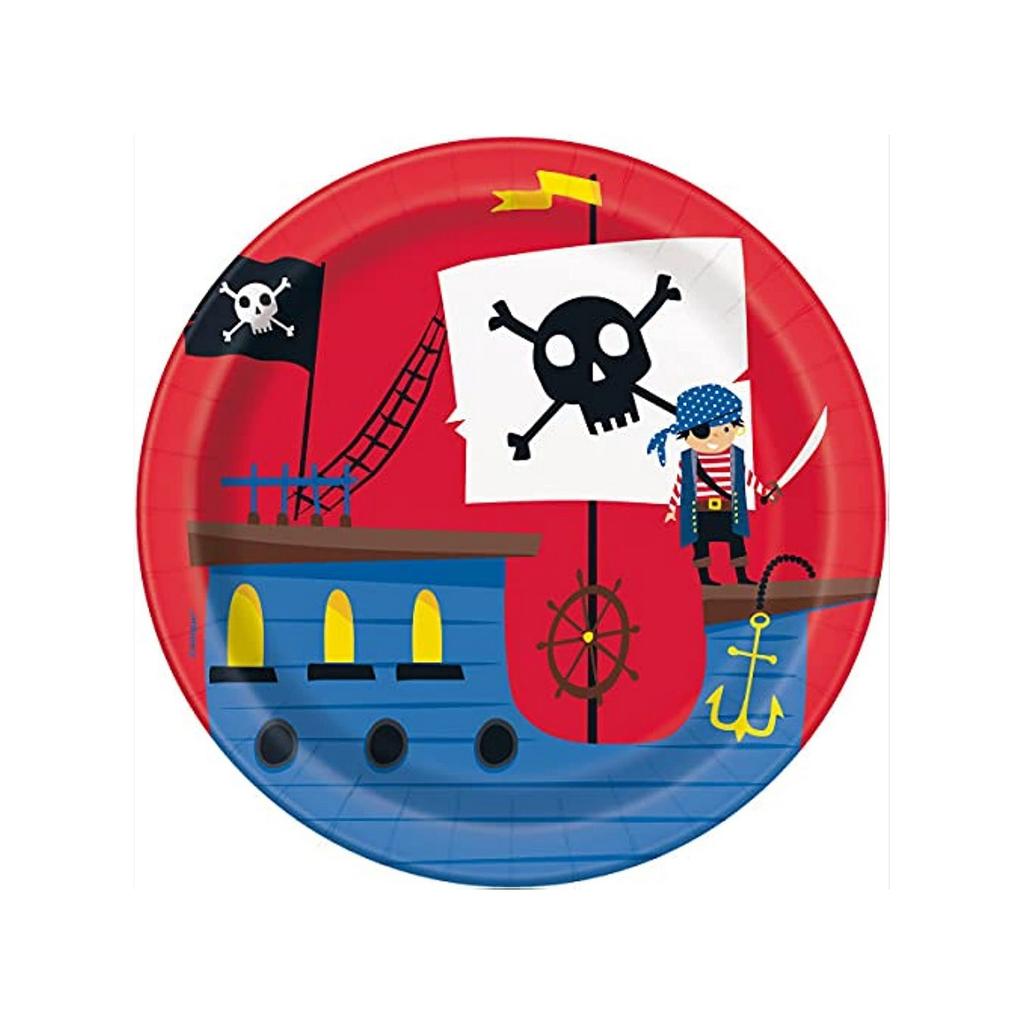 Unique Party Piratskip engangsplater (Pakke med 8)