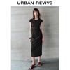UR 2026 Women's Summer Elegant Pleated Back Slit Dress