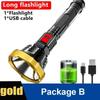 USB Rechargeable Flashlight Highlight Powerful LED Flashlight Outdoor Super Bright Portable Lighting LED Camping Light Travel