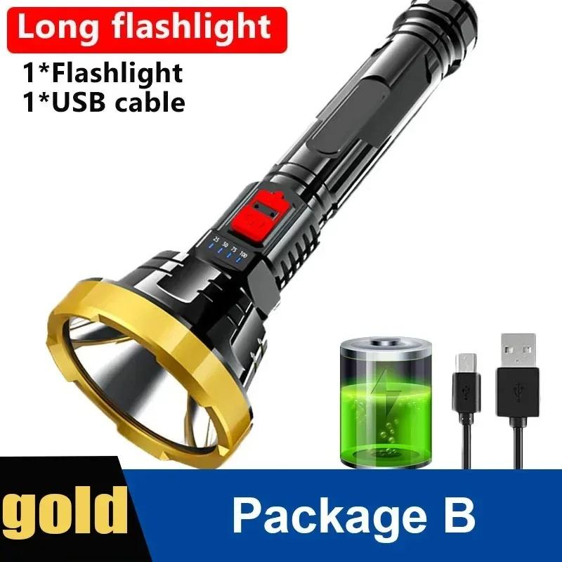 USB Rechargeable Flashlight Highlight Powerful LED Flashlight Outdoor Super Bright Portable Lighting LED Camping Light Travel