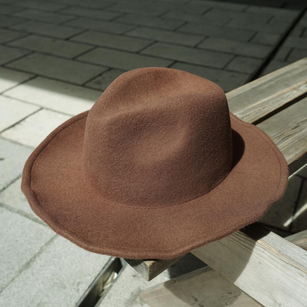 Korean Casual Brown Black Wide-Brimmed Wool Top Hat Men'S And Women'S Autumn And Winter Vacation Versatile Retro Felt Hat