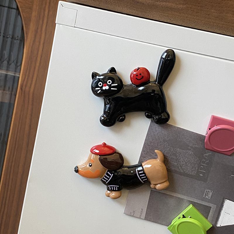 Home Cartoon Personalized Magnetic Stickers Photo Wall Creative Dachshund Fridge Sticker Cartoon Resin Cat Refrigerator Magnets