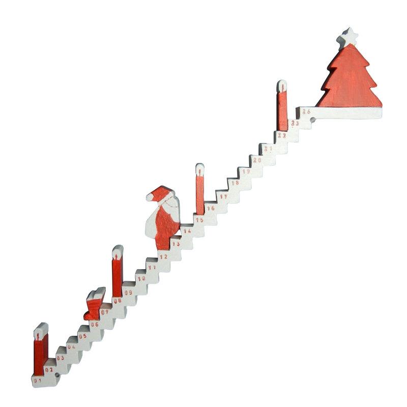 Christmas Advent Calendar 2025 Wooden Sign Santa Climbing Stairs Christmas Countdown Calendar 24 Days Xmas Countdown Calendar