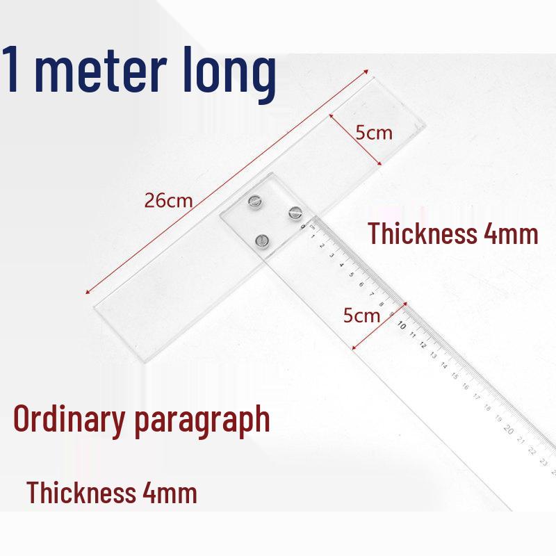 Plastic T-Square Ruler, 60cm/90cm/1m, High Precision Right Angle Drafting Tool