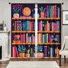 Colorful Bookshelf Printed Curtains, Suitable For Bedrooms And Living Rooms, Home Decoration, Family Decoration, Christmas