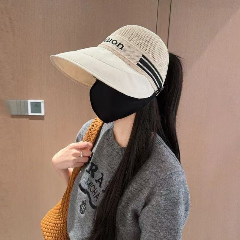 New extended brim mesh top cap women's spring and summer big head circumference fashion versatile sunshade outdoor travel sunscreen cap