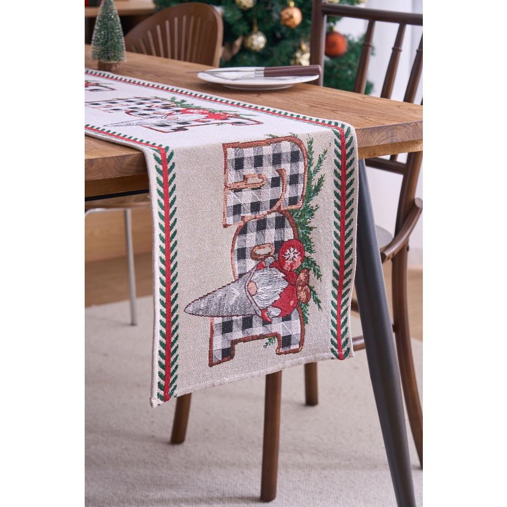 Christmas Jacquard Table Runner Holiday Dining Table Cloth Festive Coffee Table TV Cabinet Decor