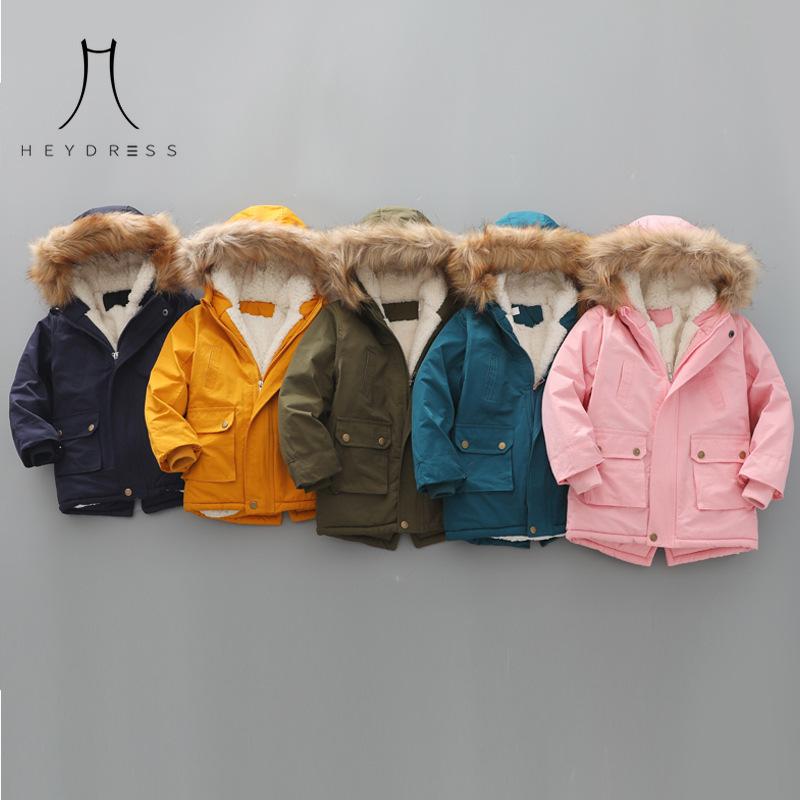 Children Wear Velvet Thickened Cotton Coat Winter New Fashion Hooded Coat Children Cotton Coat
