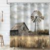 Rustic Barn Windmill Shower Curtain, Western Farm Barn Farmhouse Bathroom Curtains Set 72x72 Inch, Polyester Fabric Waterproof S