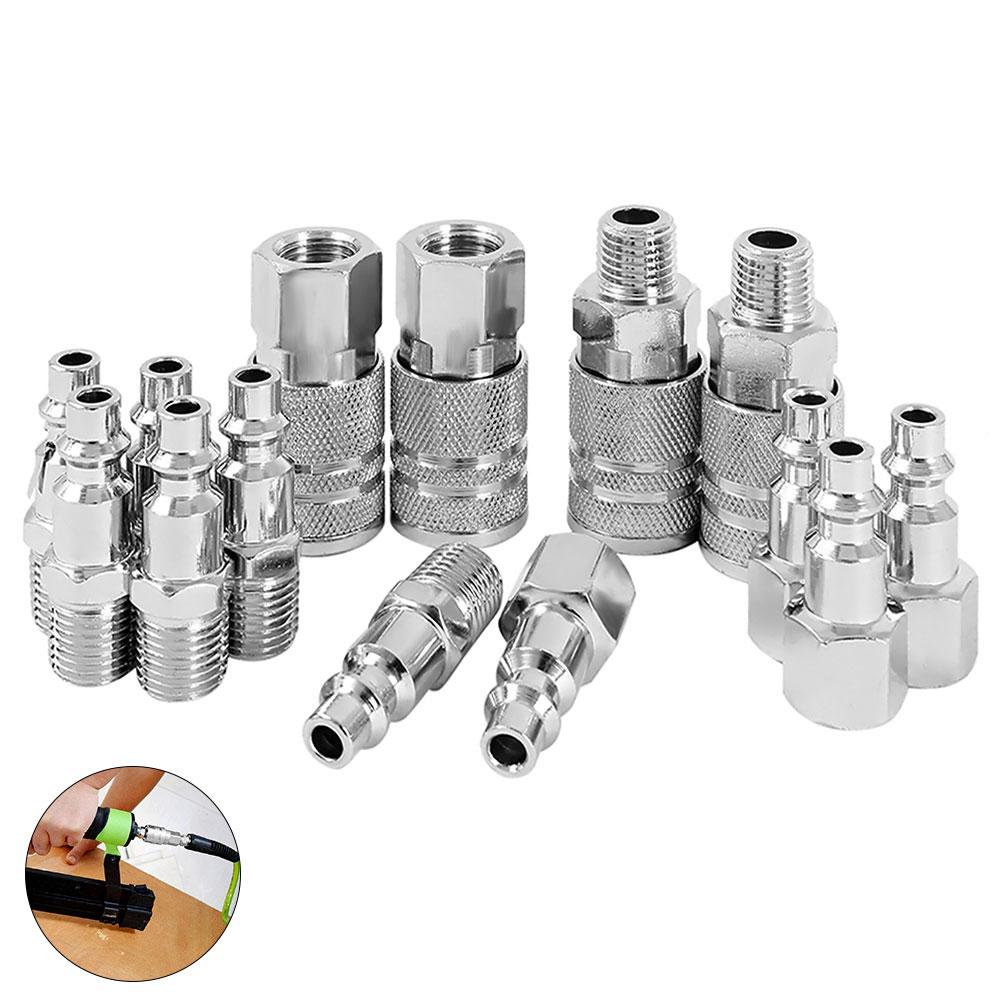 14pcs Metal Quick Couplings BSP Air Line Fitting Euro 1/4"Air Line Fitting Hose Compressor Fitting Connector For Pneumatic Tools