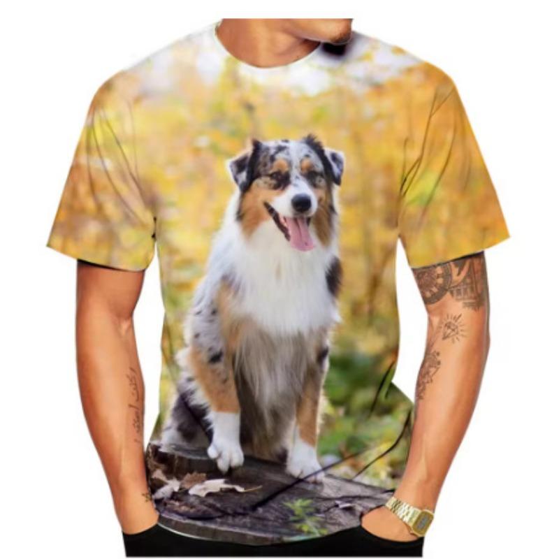 

Мужская летняя футболка с принтом Бордер-колли, напечатанная на 3D-принтере 6XL