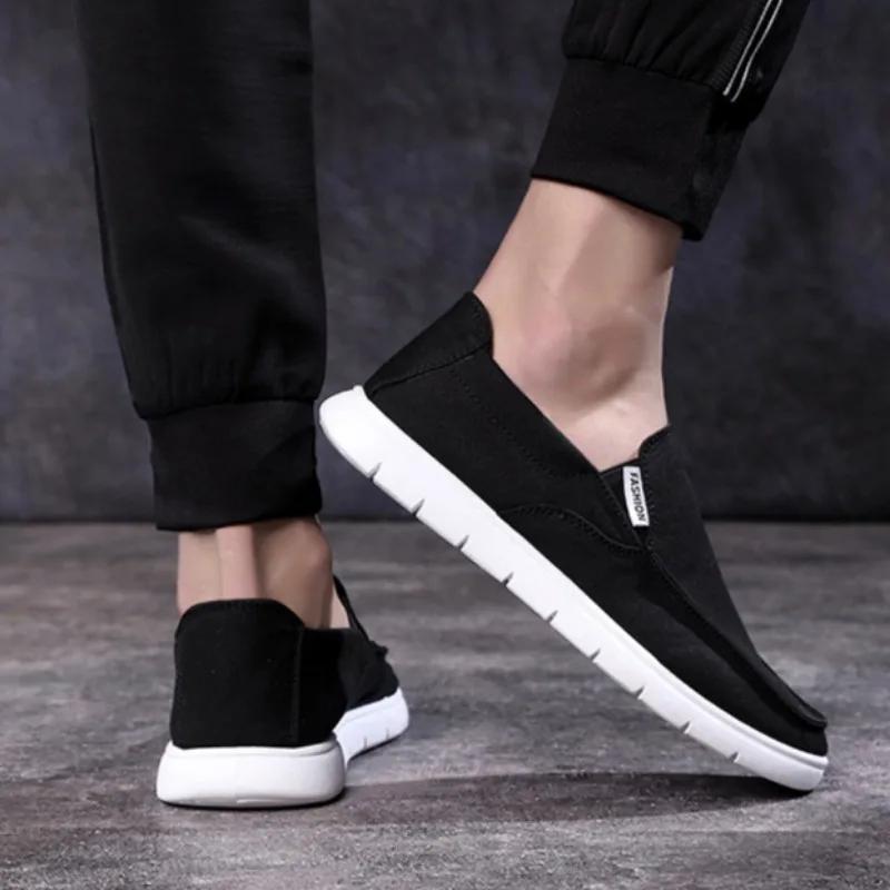 Men's Lightweight Canvas Shoes 2024 Summer Fashion Breathable Walking Flats Anti Slip Comfortable Driving Loafers Casual Slip On