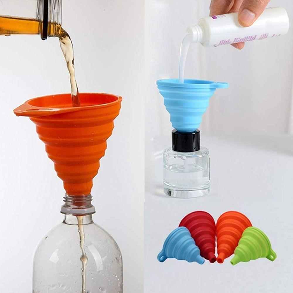 4Pcs Drain Foldable Funnel Mini Collapsible Funnel Multifunctional Silicone Funnel  Beer Dispensing