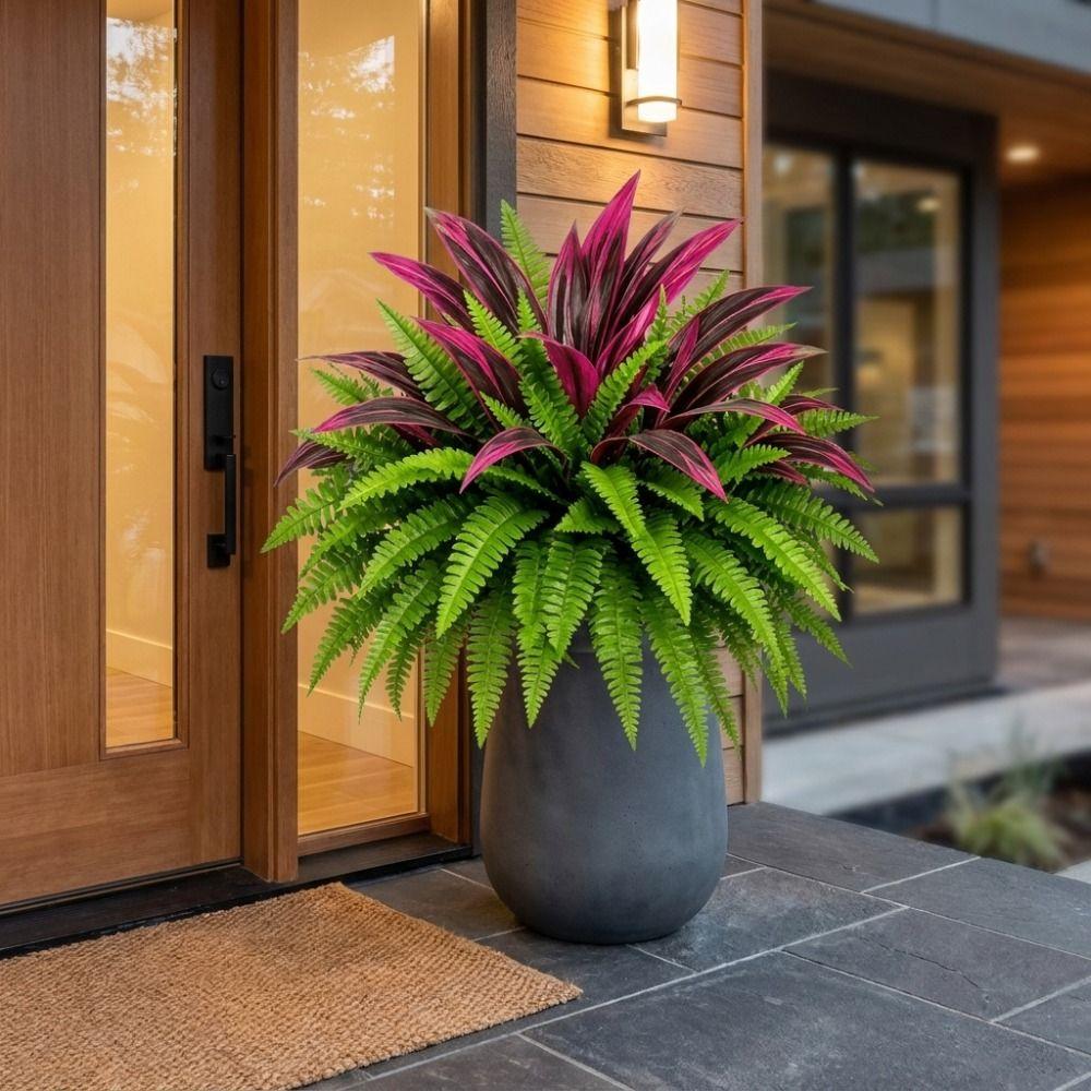 Dracena Artificiale Resistente ai Raggi UV Felce di Boston Pianta di Banano Simulazione Patio Balcone Portico