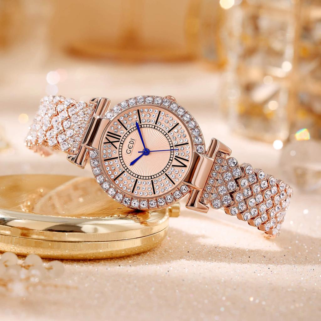 Full Diamond Alloy Steel Belt Watch Light Luxury Gypsy Quartz Watch Niche High-End Women'S Watch