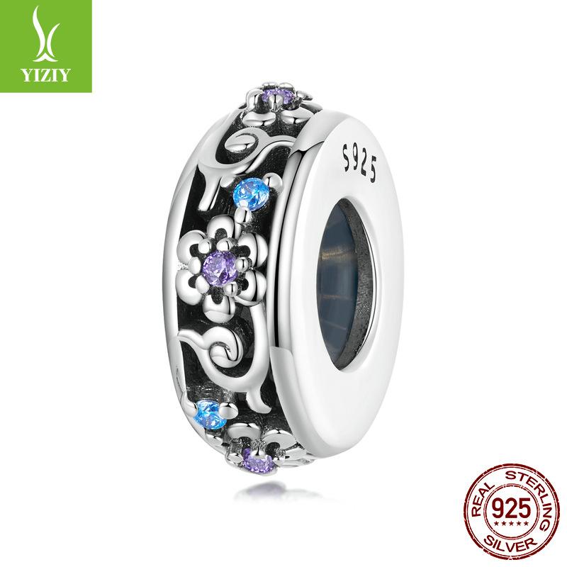 S925 Silver Silicone Positioning Bead Spacer Accessories, Personalized Retro Versatile Diy Bracelet Beads Loose Beads