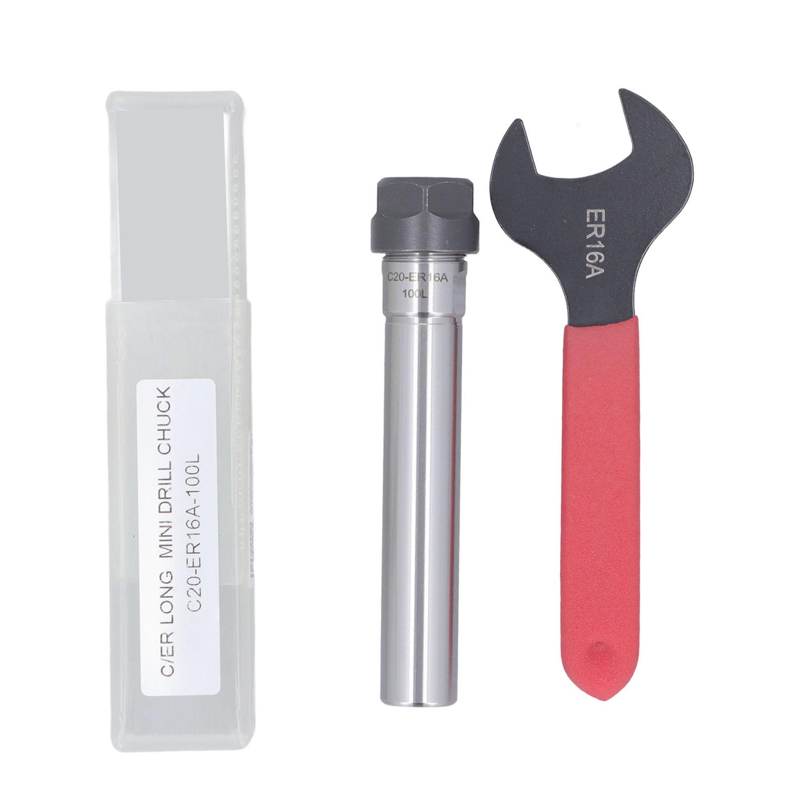 

Collet Chuck Extension Rod with Wrench C20‑ER16A‑100L Straight Shank Tool Holder for CNC Lathe Milli