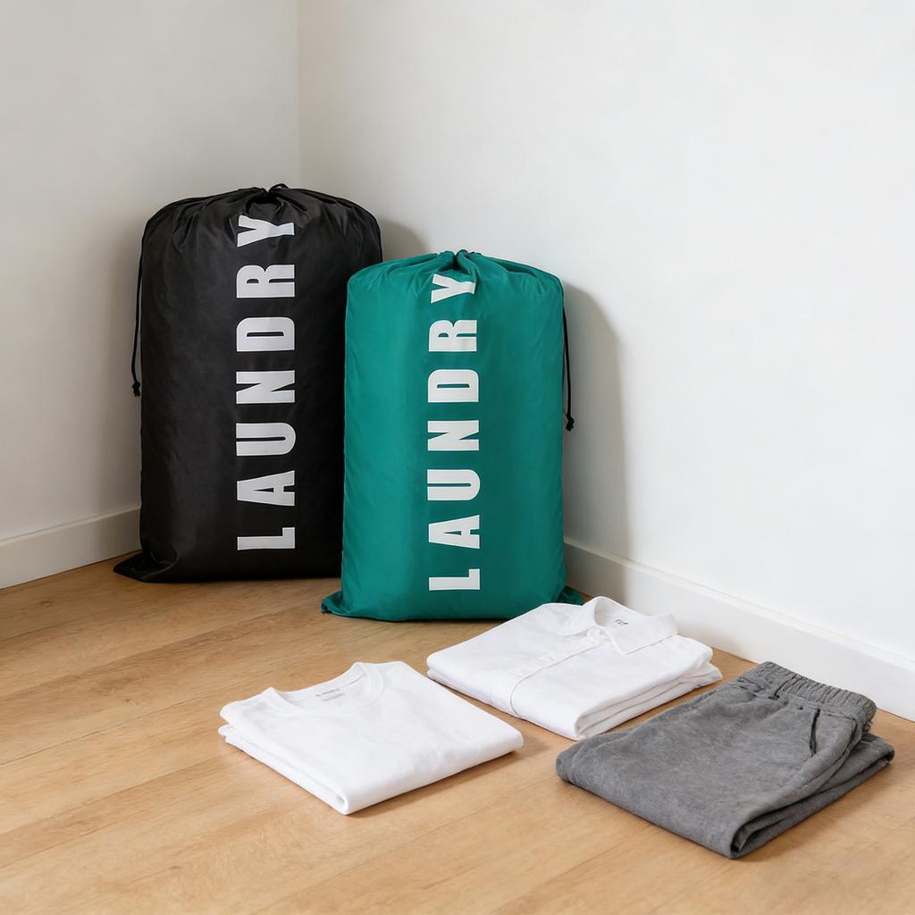 Grey High-capacity Laundry Bag Travel Storage Pouch Machine Washable Dirty Clothes Organizer Drawstring Bag Bathroom Accessories