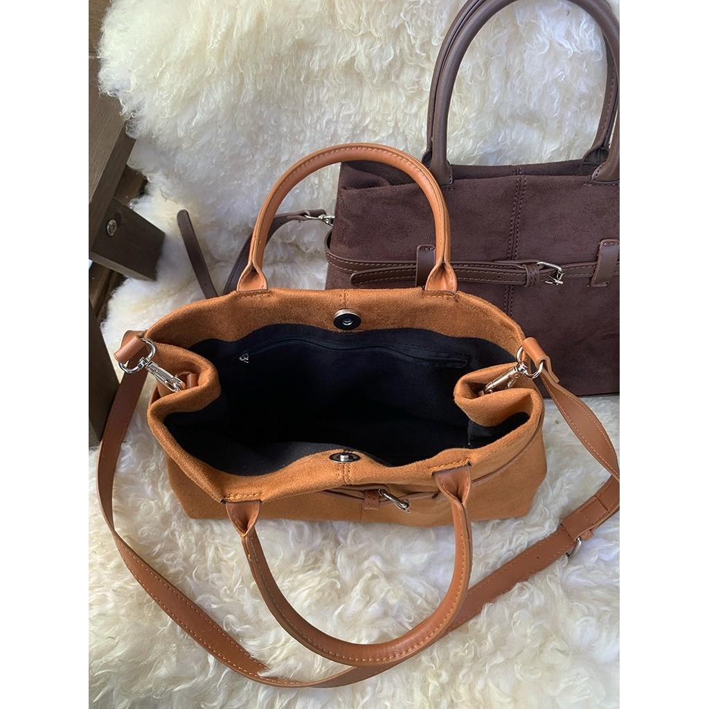 IELGY Retro Matte Suede All-Match One-Shoulder Diagonal Bag Commuter All-Match Portable La