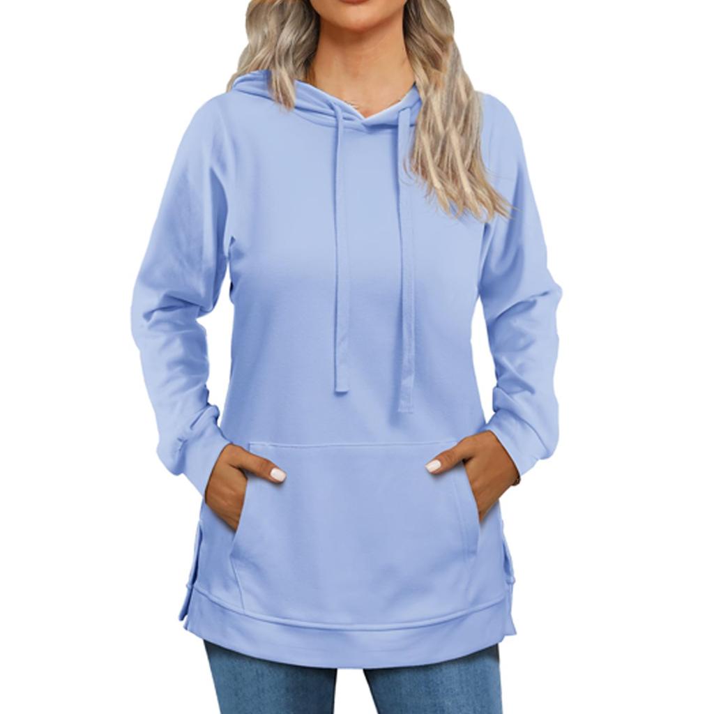 Women's Fashion Casual Long Sleeve Solid Color Hooded Top