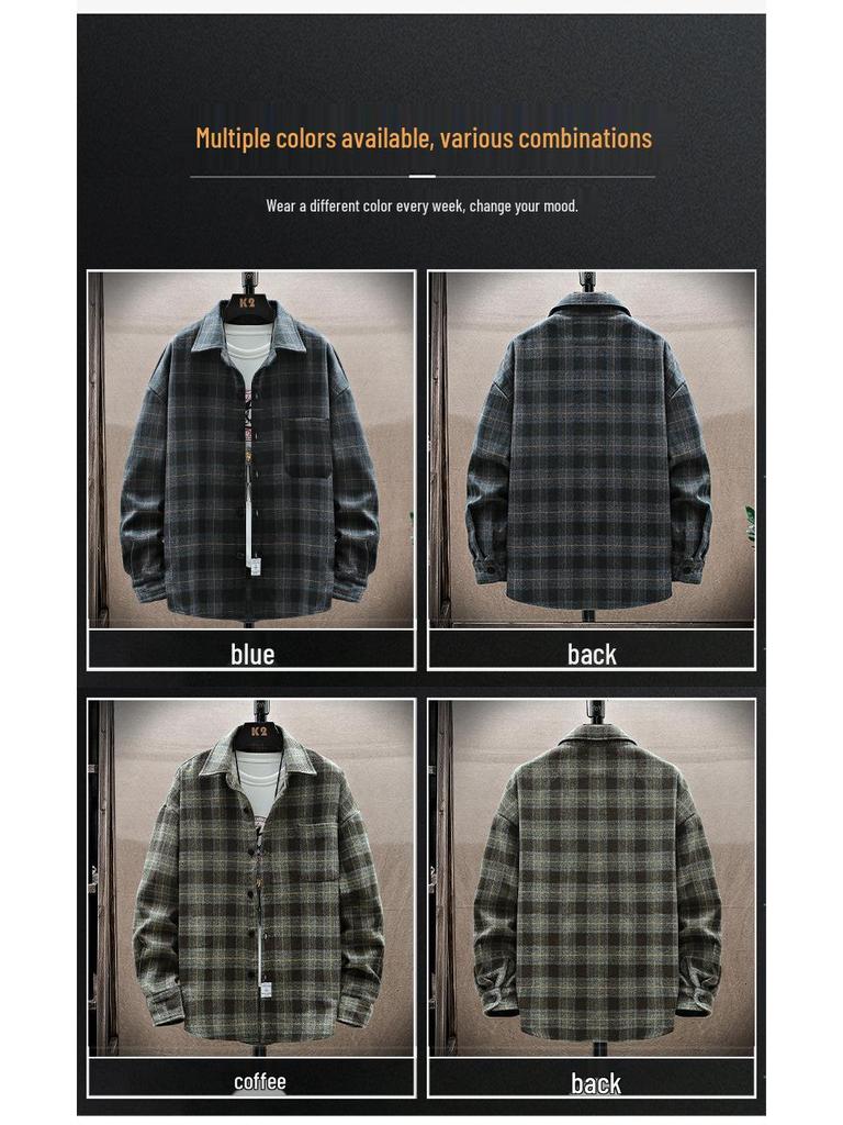 Trendy Plus Size Men's Casual Jacket - Loose Fit Spring/Autumn Versatile Workwear Top