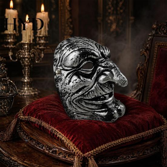 Masque Grimace Doré et Argenté Halloween Masque de Clown Vintage, Accessoire Effrayant Vision Confortable pour Fête, Costume de Mascarade Effrayant Maison Hantée