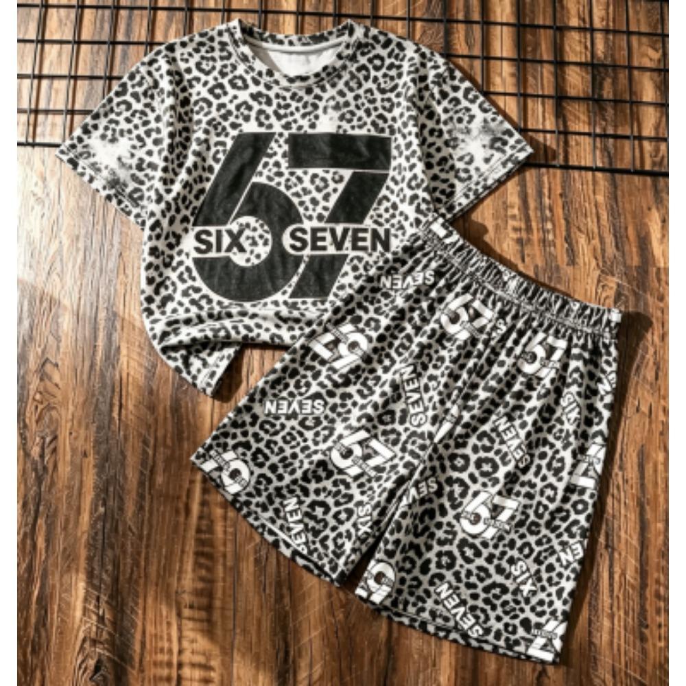 Fashion Kids Set 67 Number Printed Kids T-shirt and Shorts 2 Piece Set Summer Casual Outdoor Street Boy's and Girl's T-shirt Sets