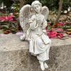 Retro Winged Angel Statue, Resin Praying Angel Figurine, Elegant Sitting Angel Sculpture for Outdoor Indoor Garden Decor