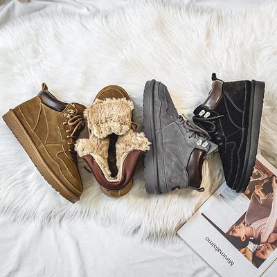 3128-New Snow Boots Fleece Thickened Versatile Thick-soled Large Cotton Shoes Warm Fur British Martin Boots