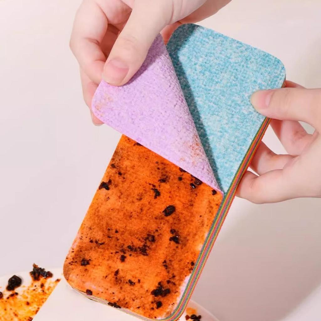 12-lagiges Mikrofaser-Reinigungsschwamm-Tuch, saugfähige Geschirrtücher, abziehbar, wiederverwendbar, Waschreiniger, Scheuertücher, Küchenreinigung
