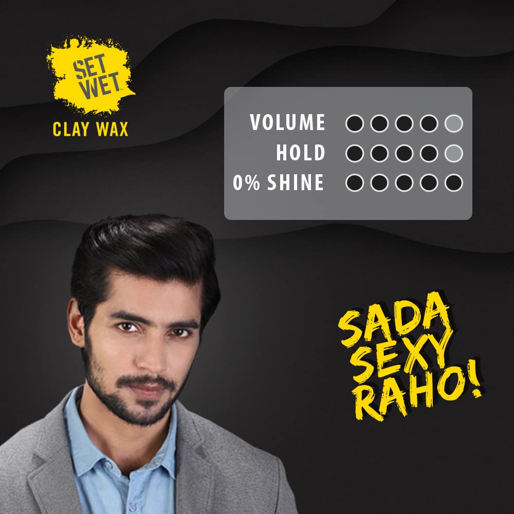 Set Wet Hair Wax For Men Hair Clay 60g Strong Hold Ultra Matte Restylable Easy Wash Off