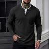 Mens Long Sleeve T Shirt Fake Two Piece Waffle Knit Round Neck Casual Top Daily Wear