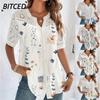 Kadın Moda Günlük Kısa Kollu V Yaka Bluzlar ve Gömlekler