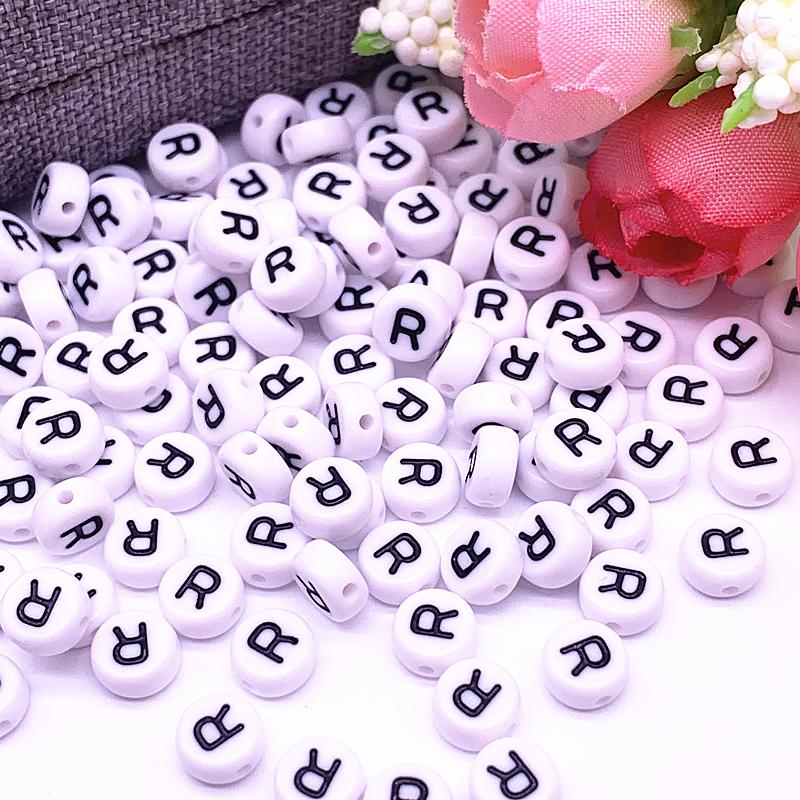 100pcs/lot 7x4mm 26 Letter Beads Round Shape Beads Alphabet Letter Charms for Make Jewelry Accessories