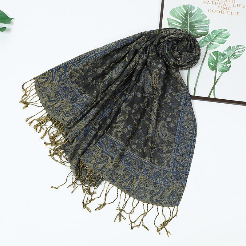New women's jacquard long towel with shawl cashew nut summer sunscreen shawl scarf autumn and winter long towel