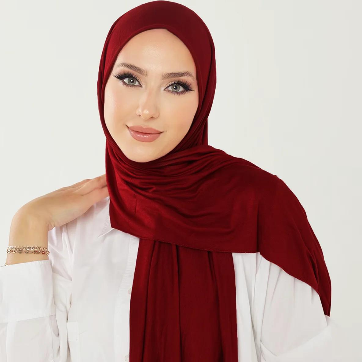 

Muslim Plain Hijab Cotton Stretchy Premium Cotton Scarf Soft Material Prayer Shawls Women Muslim Cotton Hijab
