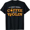 Violin Coffee Lover Funny Musician Gift Graphic Tee Casual Short Sleeve TShirt