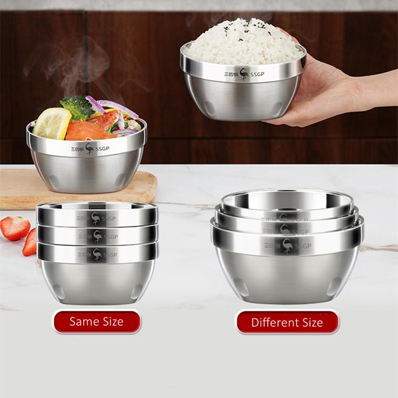 Certificated 304 Stainless Steel Kitchen Stackable Bowl Fall Resistant Baby Food Container Heat Insulating Kid's Tableware