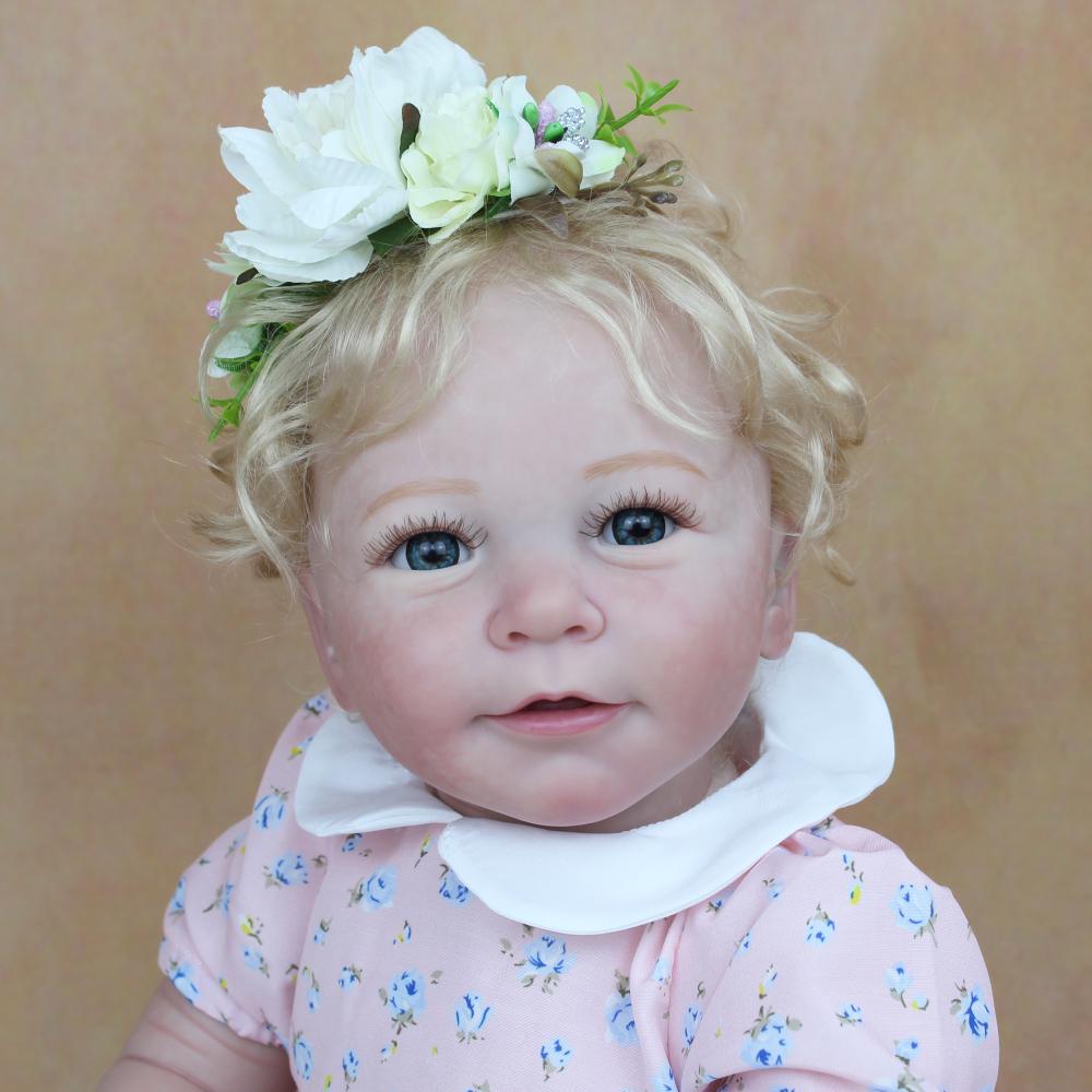 BZDOLL 55 CM 22 Inch 3D-Paint Skin Soft Vinyl Reborn Baby Toddler Finished Doll Have Blood Vessels and Bloodshot Cloth Body Lisa Girl Toy