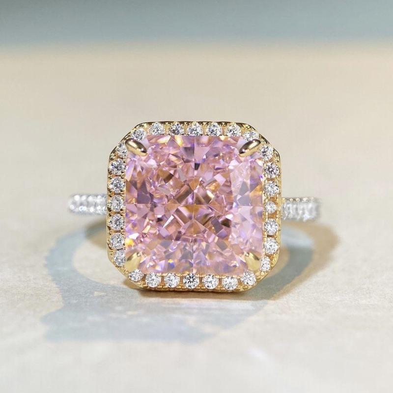 

Korean Version Of Fashion Copper Gold-Plated, Pink Diamond Ring Women S Simple Light Luxury Personality Versatile Zircon Ring Hand Jewelry no. 10