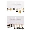 Simple 11 Pcs Black Heart  Leaf Butterfly Earrings Set for Women Fashion Temperament Hoop Earring Holiday Wedding Jewelry Gift