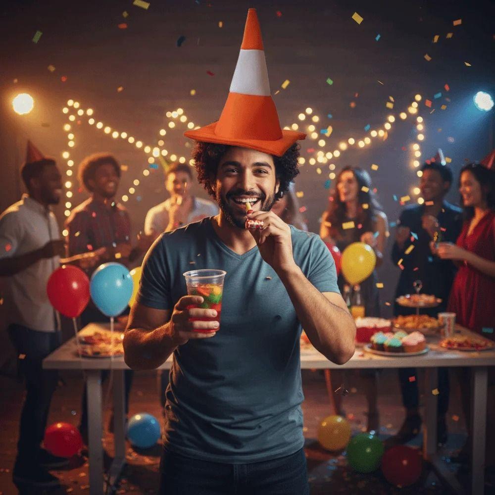 Stage Hat Conical Hat Foldable Design Party Hip Hop Hat Funny Traffic Cone Hat  Carnival