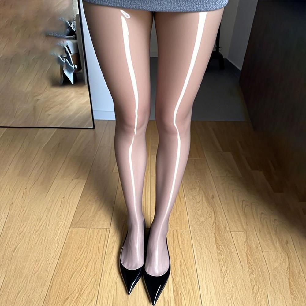 Glossy Reflective Ultra-Thin 8D Silk Stockings Women Black Long Tube Socks Smooth Silky Horse Oil Pantyhose Sexy Women Stockings